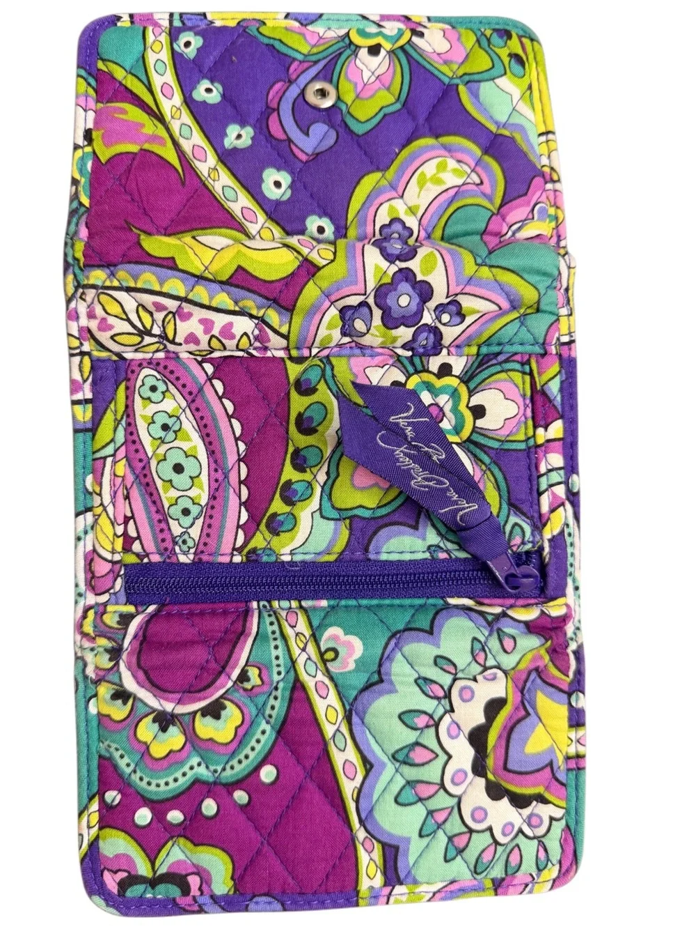 Vera Bradley Quilted Floral Wallet in Purple, Teal & Lime - Picture 4 of 6